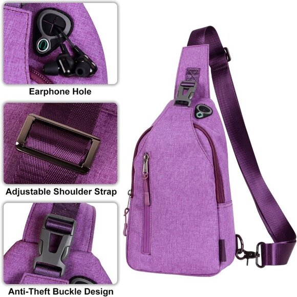 Unisex Waterproof Nylon Sling Crossbody Bag with Multiple Pockets for Travel and - Picture 3 of 13